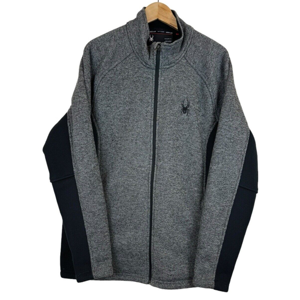 Spyder Men's Jacket XL Gray Black Full Zip Fleece Lined Jacket Skiing